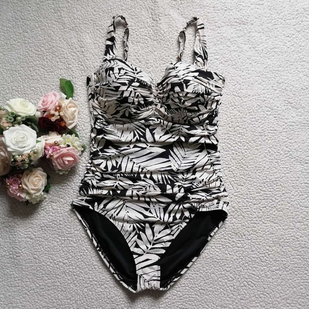 Bleu Rod Beattie Women’s Shirred Underwire One-Piece Swimsuit In Black, Size 12